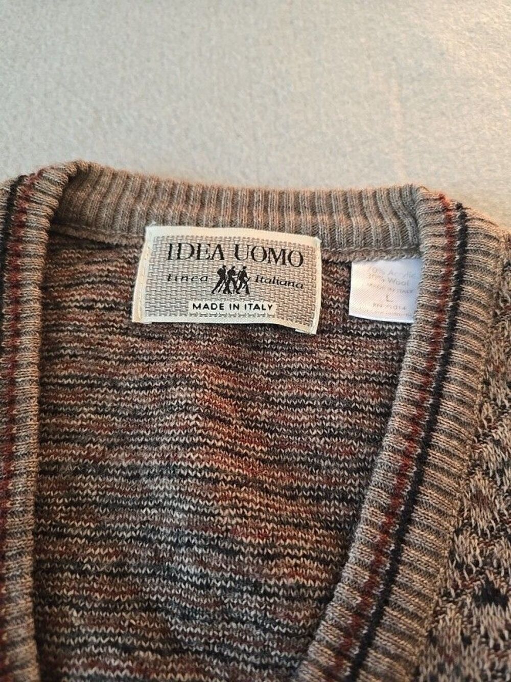 Vintage 90’s Idea Uomo Patterned Knit Sweater Vest Men’s SZ Large Made In Italy